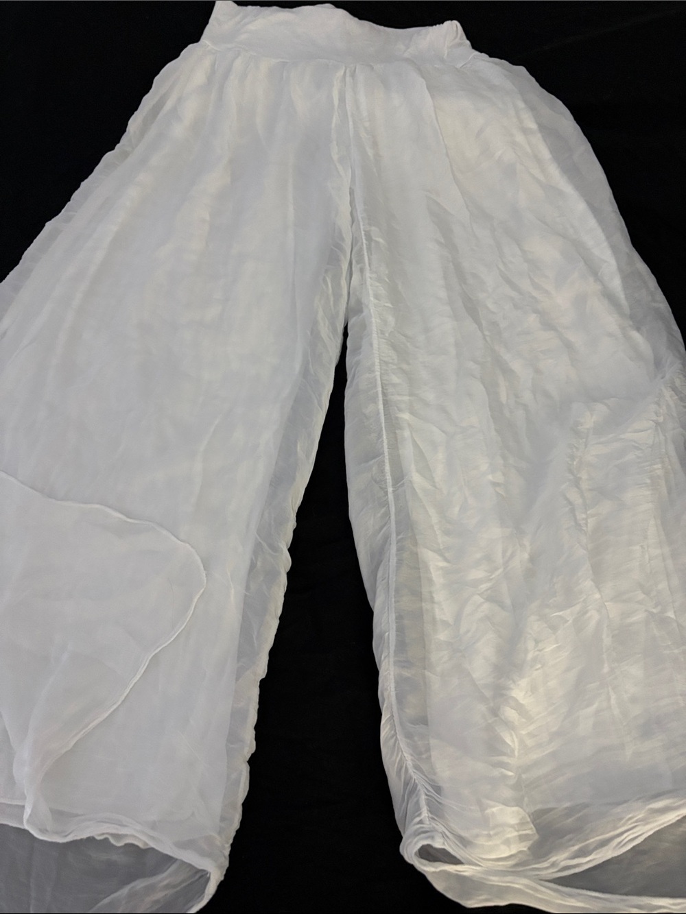Elegant White Wide-Leg Crinkle Palazzo Pants